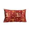 thumbnail image 1 of Christmas Gold Foil Velvet Throw Pillow Covers 12 x 20in, Red Luxury Accent Cushion Case Glitter Decoration for Home Sofa Couch, 1 of 6