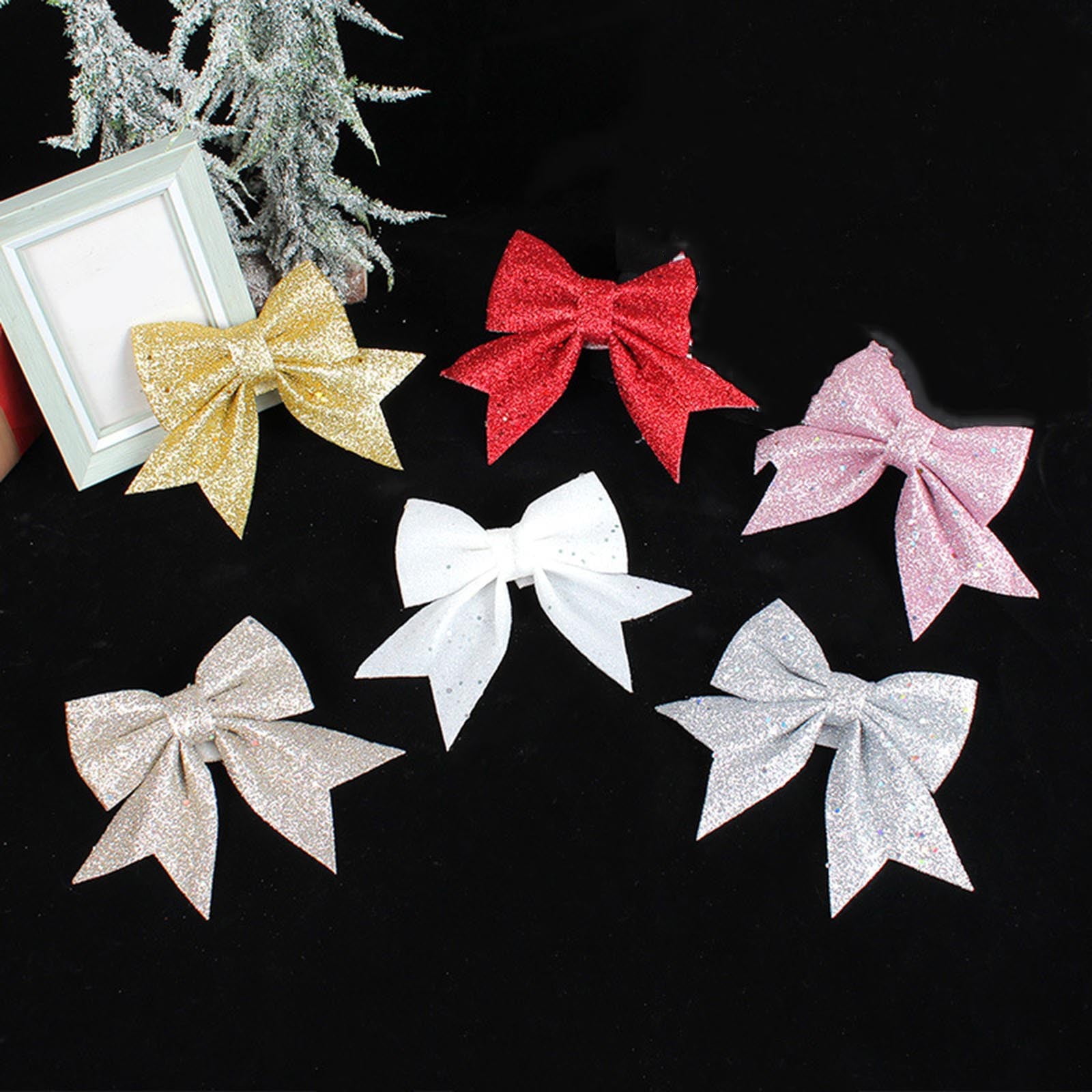 Christmas Gold Metal Bow Christmas Tree Ornaments with Clip Gold Bow