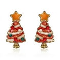 thumbnail image 1 of Christmas Gold Tone Red Holiday Tree Earrings, 1 of 1