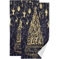 thumbnail image 1 of Christmas Gold Xmas Tree Hand Towels 2 PCS, Black Background Kitchen Towel Ultra Soft and Highly Absorbent,Decorative Fingertip Face Towel for Bathroom Hotel, 28.3"x14.4", 1 of 6