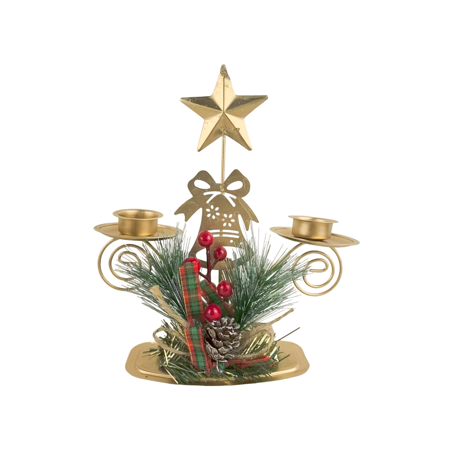 Christmas Golden Iron Double Candlestick for Holiday Decor, Vintage — free download