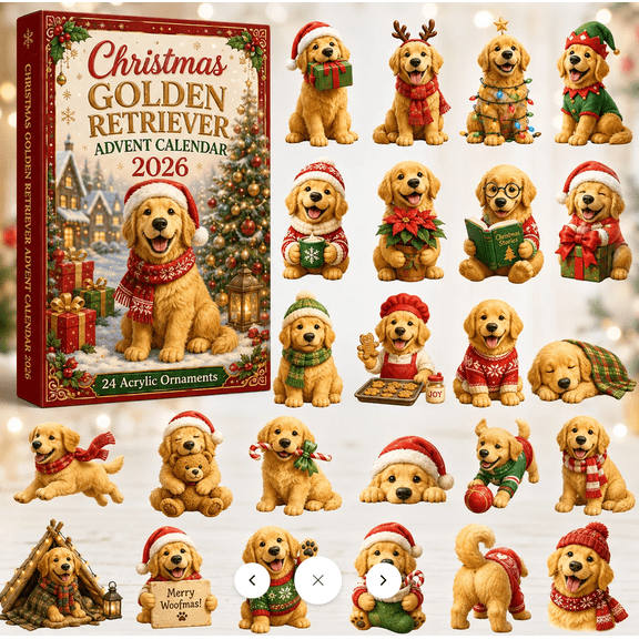 Christmas Golden Retriever Advent Calendar 2026 - 24-Day Festive Countdown, Acrylic Charms Blind Box - Gift For Golden Retriever Lovers