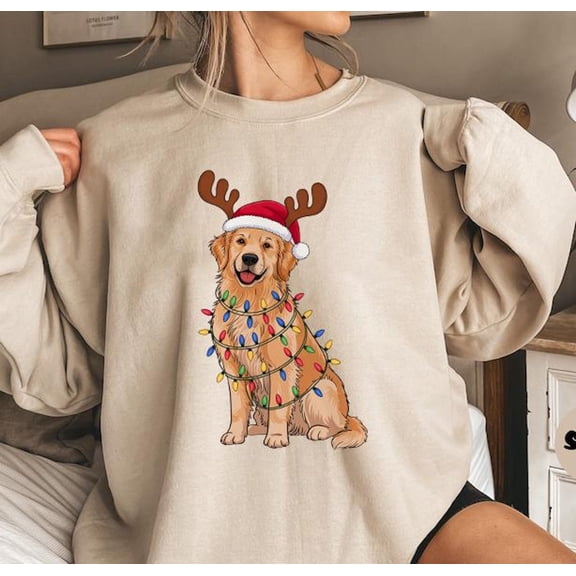 Christmas Golden Retriever Sweatshirt, Cute Doggie Christmas Shirt, Golden Mama Christmas Holiday Gift Festive Pup