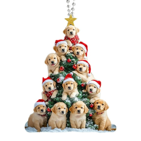 Christmas Golden Retrievers Ornament with Hat, Festive Dog Decoration for Tree, Wreaths, and Home, Gift for Dog Lovers and Holiday Decor