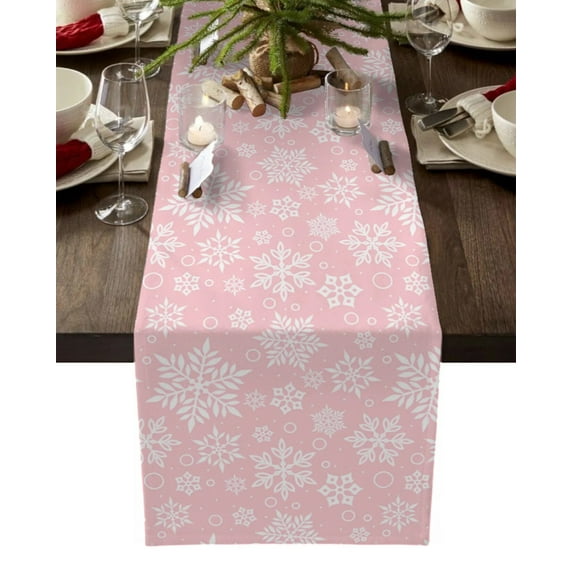 Christmas Golden Snowflake Texture Table Runner Cotton Linen Wedding Dinner Decor Table Flag Tea Table Decoration