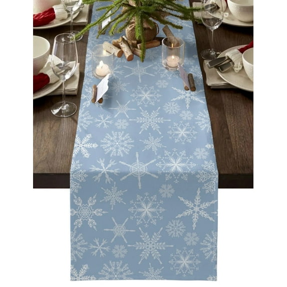 Christmas Golden Snowflake Texture Table Runner Cotton Linen Wedding Dinner Decor Table Flag Tea Table Decoration