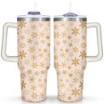 thumbnail image 1 of Christmas Golden Snowflakes 40 Oz Tumbler with Handle Lid and Straw Stainless Steel Double Walled Vacuum Insulated Cup Merry Christmas Gifts Tumbler for Women Men Friends Outdoor Indoor, 1 of 6