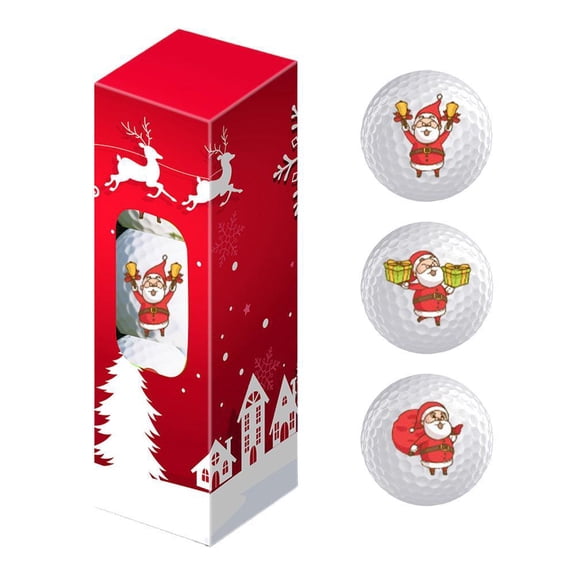 Christmas Golf Ball Gift Set, 3-Pack Novelty Practice Balls with Santa Patterns for Holiday Party (3PCS, One size, 1.65 in)