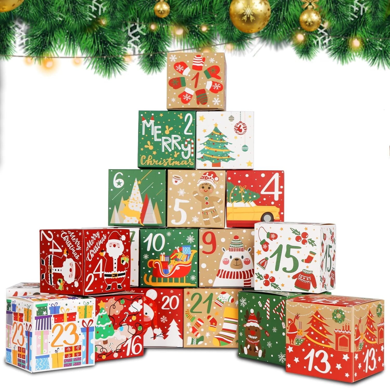 DADUMK 24 Pack Christmas Gift Boxes, Christmas Candy Boxes for Kids, 2.76*2.76*2.76 in