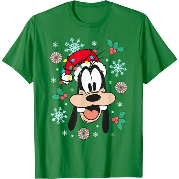 Christmas Goofy Big Face Holiday DTG Print Unisex T-Shirt,Irish Green Color,Size YXL