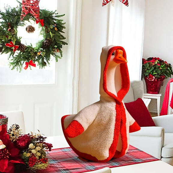 Christmas Goose Outfit Dresses Clothes for 23" High Cement or Plastic Porch Goose Costume for Yard Lawn Outdoor Garden Patio Statue Xmas Holiday Decor