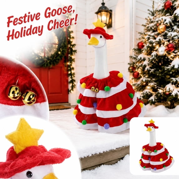 Christmas Goose Outfit For Porch Goose,Christmas Porch Goose Outfits Included Hat And Clothes,Outdoor Decor For Front Courtyard Garden Patio Yard