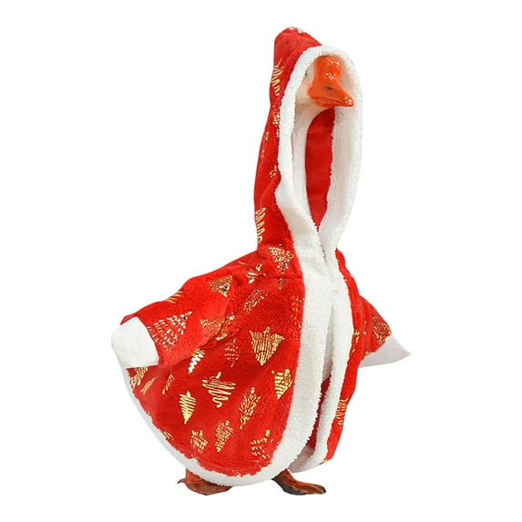 Christmas Goose Outfit Winter Porch Goose Clothes for 23" High Cement or Plastic Goose Costume for Patio Yard Goose Statue Holiday Decor, Red & Gold
