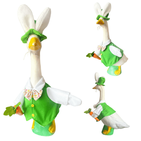 Christmas Goose Outfit for 23'' Lawn Cement Goose Porch Geese Costume Christmas Winter Garden Patio Yard Outdoor Decor