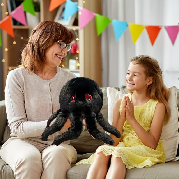 Christmas Goth Octopus Plush OceanToy,Cute Soft Octopus Stuffed Dolls,Xmas Octopus Throw Pillow,Black Octopus Plushie Dreadful Ocean Gifts,9.4 Inch,Christmas Clearance