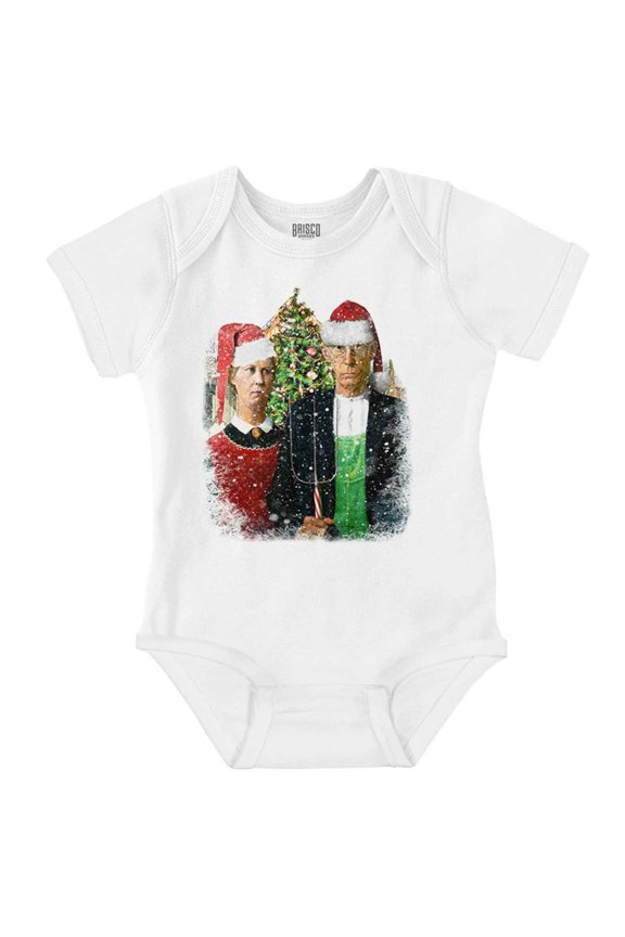 Christmas Gothic Art Xmas Couple Baby Romper Boys or Girls Brisco Brands 18M