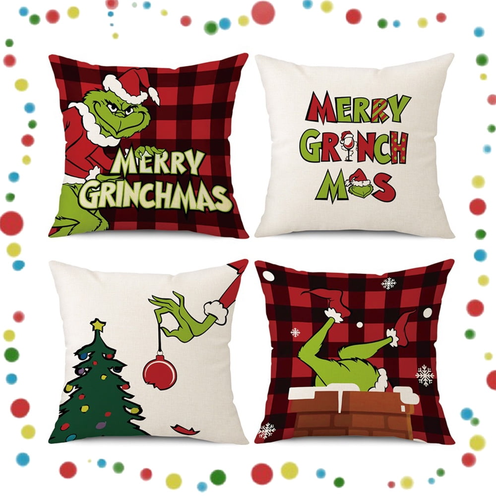 Christmas Gr1nch Throw Pillow Covers Christmas Outdoor Pillow Covers