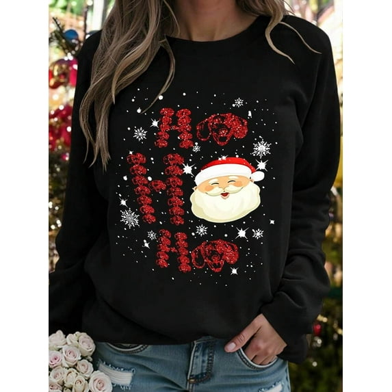 Christmas Graphic Long Sleeve T-Shirt, Cute Streetwear Autumn Top