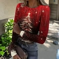 thumbnail image 1 of Christmas Graphic T-Shirt for Women Long Sleeve - Soft Slim Fit Crewneck Top, Cute Holiday Print Casual Tee, 1 of 7