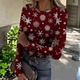 thumbnail image 1 of Christmas Graphic T-Shirt for Women Long Sleeve - Soft Slim Fit Crewneck Top, Cute Holiday Print Casual Tee, 1 of 7