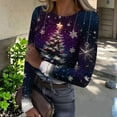 thumbnail image 1 of Christmas Graphic T-Shirt for Women Long Sleeve - Soft Slim Fit Crewneck Top, Cute Holiday Print Casual Tee, 1 of 7