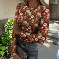 thumbnail image 1 of Christmas Graphic T-Shirt for Women Long Sleeve - Soft Slim Fit Crewneck Top, Cute Holiday Print Casual Tee, 1 of 7