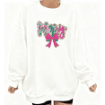 thumbnail image 1 of Christmas Graphic Tee T-Shirt Merry Pink Bow Leopard Christmas Print Top Round-neck long-sleeved white S-3XL, 1 of 5