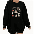 thumbnail image 1 of Christmas Graphic Tee T-Shirt Tis The Season Christmas Icons Print Top Round-neck long-sleeved Black S-3XL, 1 of 6