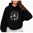 thumbnail image 1 of Christmas Graphic Tee T-Shirt Tis The Season Christmas Icons Top Print Cotton Hooded long-sleeved Black S-2XL, 1 of 7