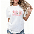 thumbnail image 1 of Christmas Graphic Tee T-Shirt Tis The Season Pink Santa Tree Print Top Short Sleeve Round Neck White S-5XL, 1 of 4
