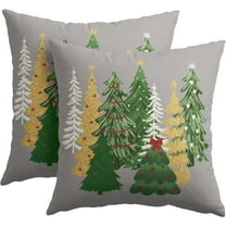 Christmas Gray Decorative Pillow Covers 20x20 Inch Set of 2 - Tree Outdoor Throw Pillow Covers for Winter Xmas Holiday - Cushion Covers for Home Couch Decor