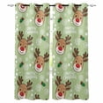 thumbnail image 1 of Christmas Green Blackout Curtains 96 Inch Length 2 Panels Set, Xmas Cute Elk Winter Leaves Cartoon Snowflake Full Shading Curtains for Windows, Blackout Curtains for Bedroom Living Room 52"x96", 1 of 8