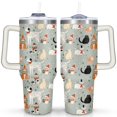 thumbnail image 1 of Christmas Green Cats and Dogs 40 Oz Tumbler with Handle Lid and Straw Stainless Steel Double Walled Vacuum Insulated Cup Merry Christmas Gifts Tumbler for Women Men Friends Outdoor Indoor, 1 of 6