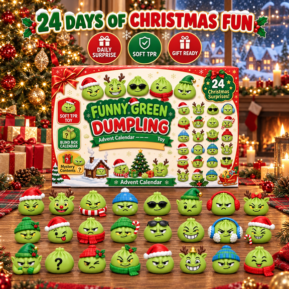 Christmas Green Dumpling Advent Calendar 2026, 24 Days Funny Monster Holiday Countdown Blind Box Squishy Toys, Xmas Gifts Kids Teens, 24 Count