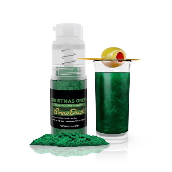 Brew Dust - Christmas Green Edible Drink Powder - Silky Swirl, Beverage Safe, 4g Spray Pump