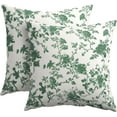 thumbnail image 1 of Christmas Green Floral Pillow Covers 18x18 Inch Set of 2 Green and Cream Chinoiserie Flower Outdoor Decorative Throw Pillows Vintage Rustic Toile Pillowcases Cushion Covers for Couch Home Decor, 1 of 1