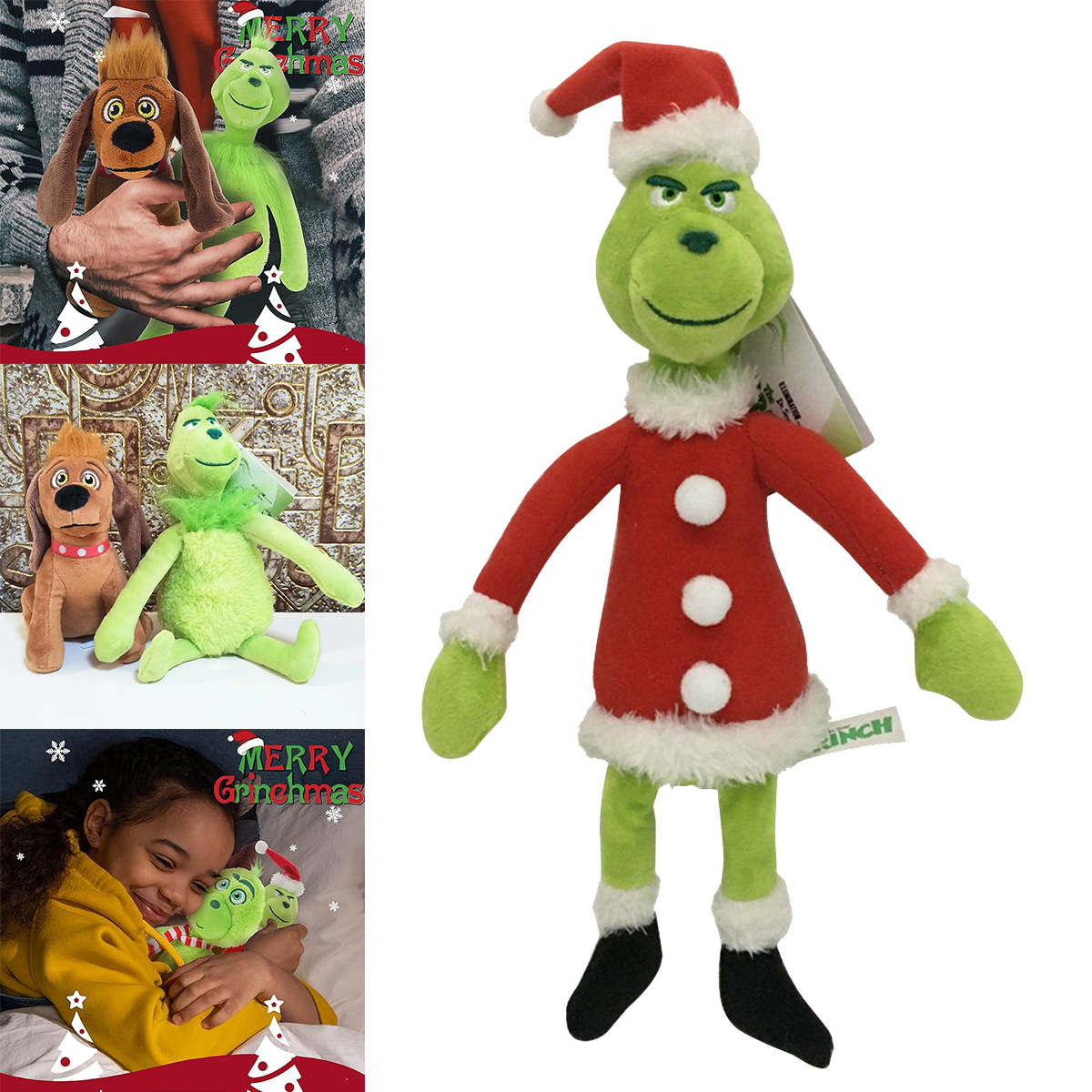 Christmas Santa Grinch Plush Toys Green Monster Plush Doll, for Boys