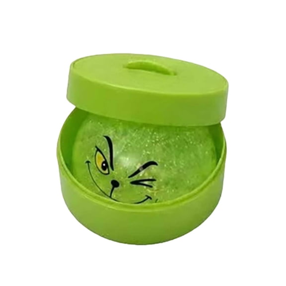 Christmas Green Grouch Glitter Squishy Ball, Mystery Capsule Squeeze Fidget T'oy, Holiday Stress Relief T'oy with Multiple Expressions, K'ids Christmas Party Surprise Gift