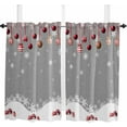 thumbnail image 1 of Christmas Green Kitchen Curtain 39 Inch Length Window Curtains and Drapes for Cafe/Living Room, Winter White Snowflakes Xmas Balls Window Treatment Rod Pocket Drapery Panels Curtains, 27.5x39, 1 of 5