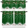 thumbnail image 1 of Christmas Green Kitchen Curtains and Valances Set, Rod Pocket Curtains Tier Farmhouse Window Curtains 24 Inch Length, Winter Xmas Snowflake Red Ball Rustic 3 Piece Kitchen Curtains Set, 1 of 6