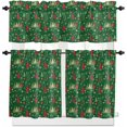 thumbnail image 1 of Christmas Green Kitchen Curtains and Valances Set, Rod Pocket Curtains Tier Farmhouse Window Curtains 24 Inch Length, Xmas Winter Pine Trees Snowflake Plants 3 Piece Kitchen Curtains Set, 1 of 6