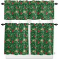 thumbnail image 1 of Christmas Green Kitchen Curtains and Valances Set, Rod Pocket Curtains Tier Farmhouse Window Curtains 36 Inch Length, Xmas Winter Pine Trees Snowflake Plants 3 Piece Kitchen Curtains Set, 1 of 6