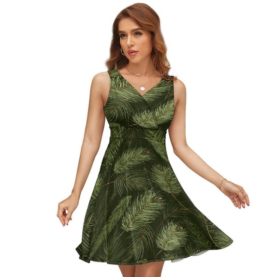 Christmas Green Mountain Dress Fashion Beach Long Dresses Female Party Printed Sundress