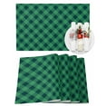 thumbnail image 1 of Christmas Green Placemats Set of 2 Plaid Heat Insulation Washable Place Mats, Rustic Non-Slip Table Mats for Dining Table Party Kitchen Decor,13x19 Inch, 1 of 4