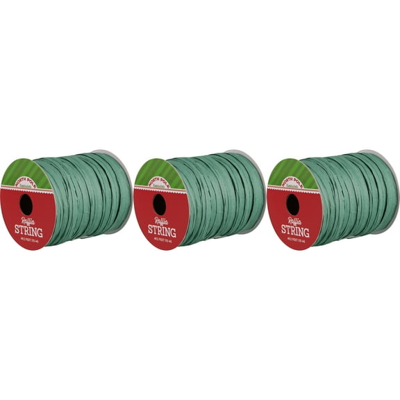 Christmas Green Raffia Gift String 49.2FT Per Roll (3 Pack)