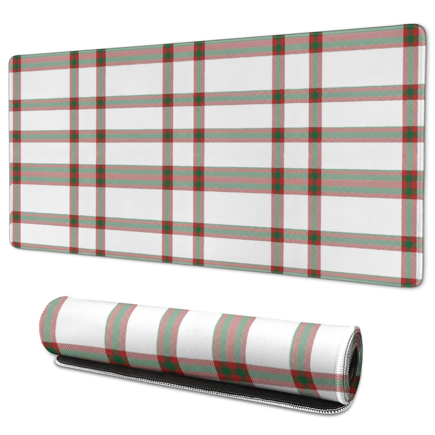 Edge Protection Signane Christmas Green Red Plaid Pattern Extended Large Mouse Pad, Desk ...