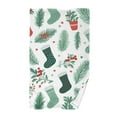 thumbnail image 1 of Christmas Green Socks Leaves Cotton Face Towels Soft Hand Towel Absorbent Bathroom Towel for Kitchen Hotel Decoration, 1 of 7