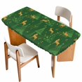thumbnail image 1 of Christmas Green Table Cloths for 3 Foot Rectangle Tables, Yellow Reindeer Xmas Pine Trees Winter Patio Waterproof Elastic Fitted Tablecloths, Washable Rectangular Table Cover for Camping, 1 of 8