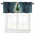 thumbnail image 1 of Christmas Green Valances for Windows Xmas Tree Mermaid Abstract Modern Design Rod Pocket Curtain Valance Window Treatment Short Curtains for Kitchen Living Room, 60"x14", 1 of 5
