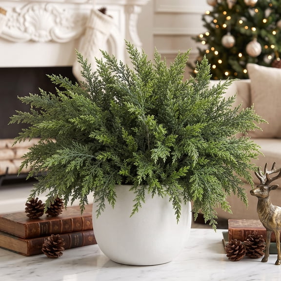 Scidweet Christmas Decorations, 16Pcs 18" Real Touch Artificial Norfolk Pine Branches, Faux Fake Pine Stems for Outdoor Indoor Vase DIY Garland Home Greenery Xmas Decor